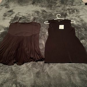 Theory black sweater dress with side slit and ruffle skirt underneath. NWT